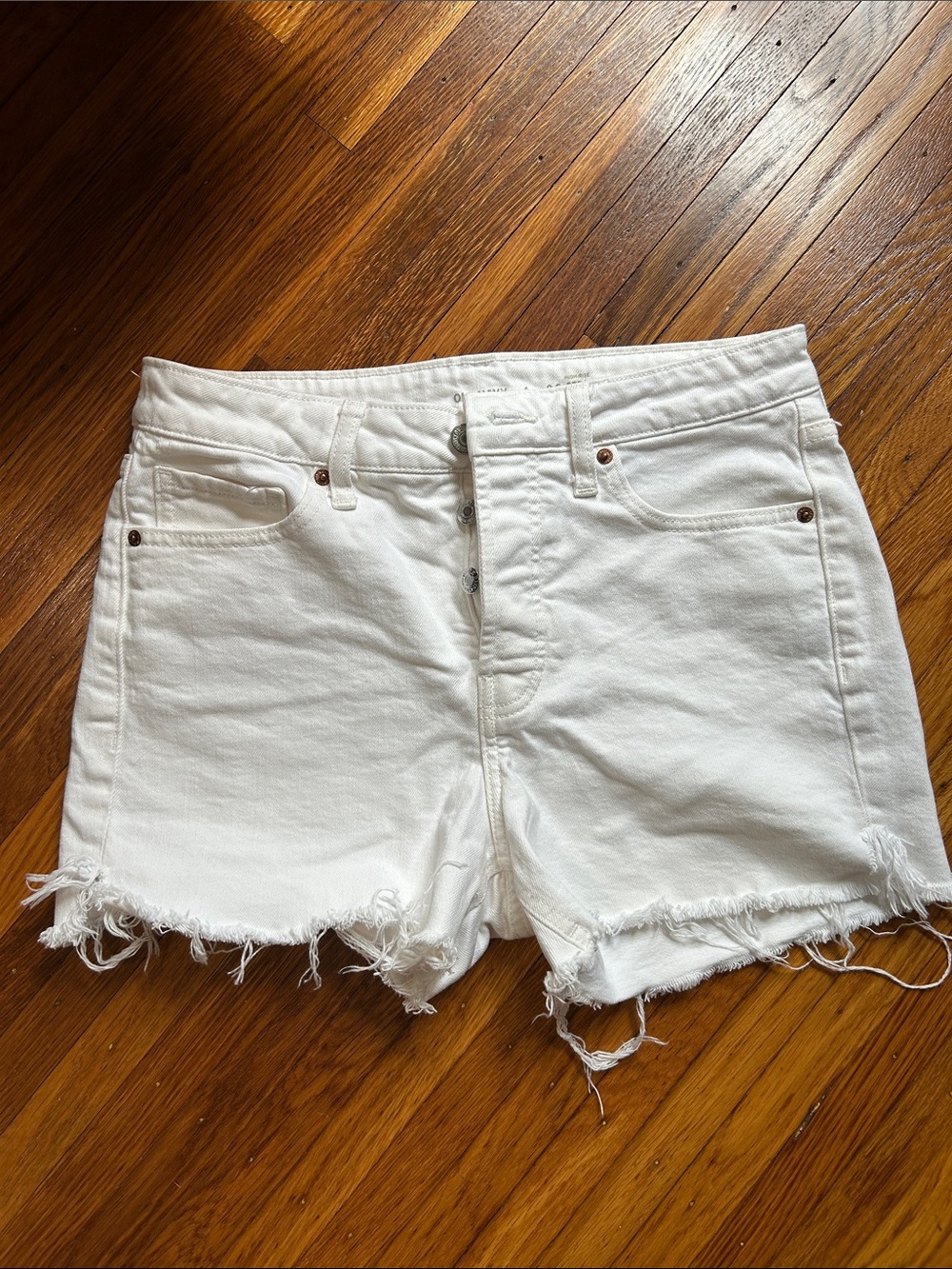 Old Navy White Denim Cutoff Shorts with Frayed Hem